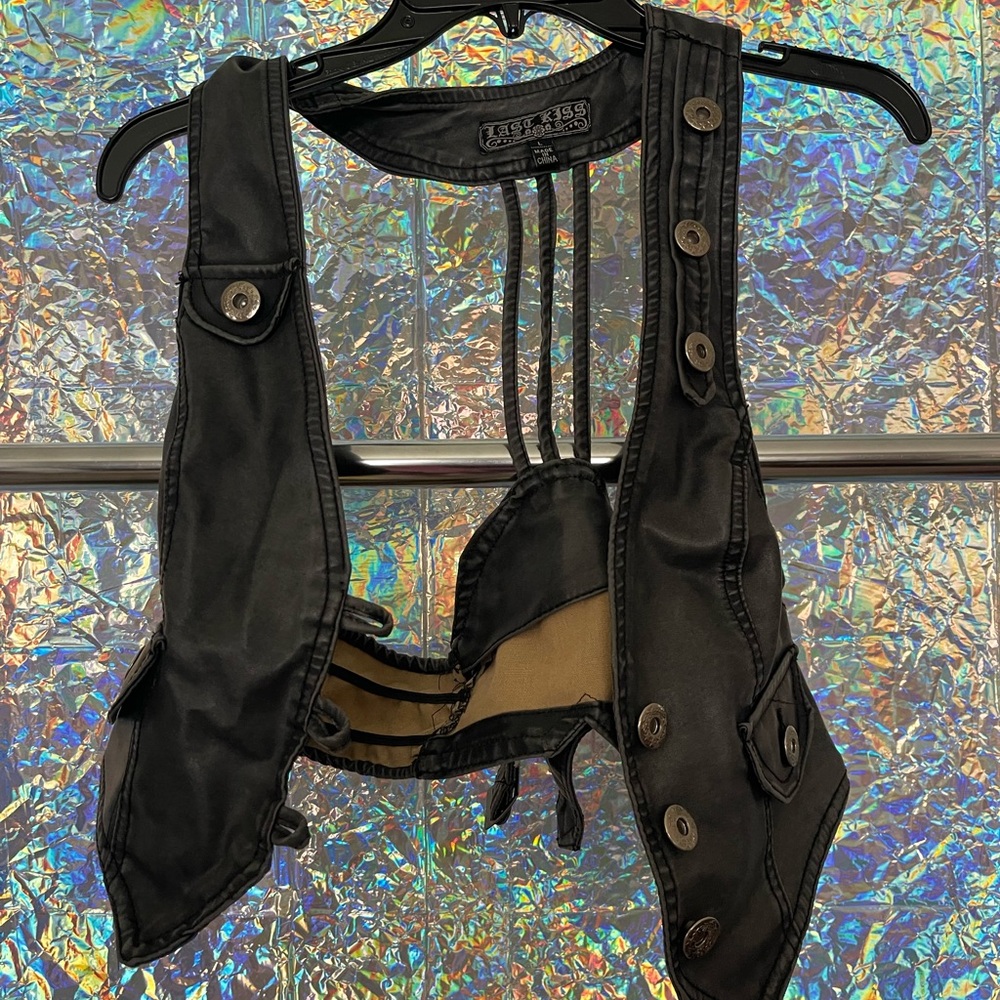 Leather vest- Gray